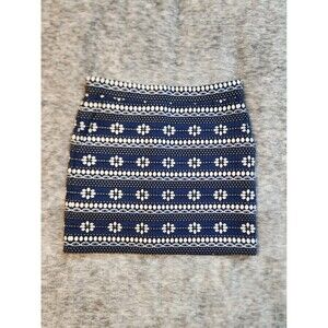 J. Crew women's Blue/White Floral Jacquard Lined Mini Skirt Size 4